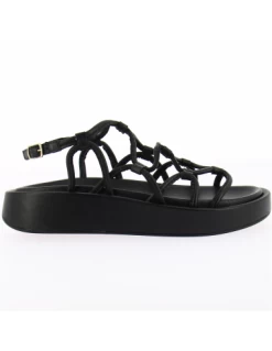 Sandales Compensées Femme Lovea Black Cuir Noir