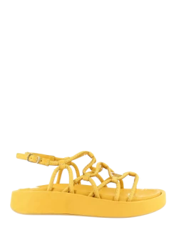 Mosaic Sandales Compensées Femme Yellow Cuir Jaune