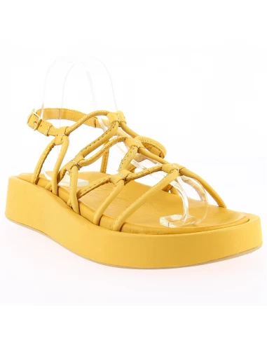 Mosaic Sandales Compensées Femme Yellow Cuir Jaune – Image 4