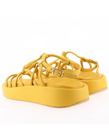 Mosaic Sandales Compensées Femme Yellow Cuir Jaune – Image 5