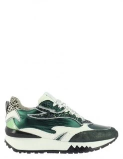 Semerdjian Baskets De Ville Femme Mari 8503 Cuir Vert/blanc/léopard