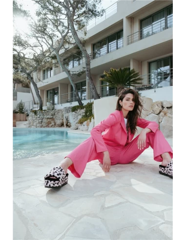 Ugg Claquettes Compensées Femme Maxi Slide Cheetah Print Leopard Rose – Image 5