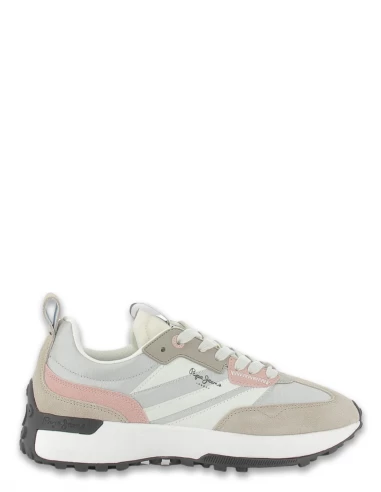 Pepe Jeans Baskets De Ville Femme Lucky Print Beige/gris/rose