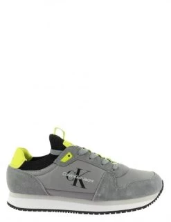 Calvin Klein Baskets De Ville Homme Retro Runner 3 Daim Et Toile Gris
