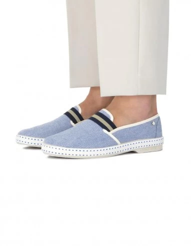 Rivieras Espadrilles Homme College Oxford Bleu Denim – Image 3