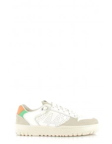P448 Baskets De Ville Homme Mason Cuir Blanc/orange/vert – Image 5