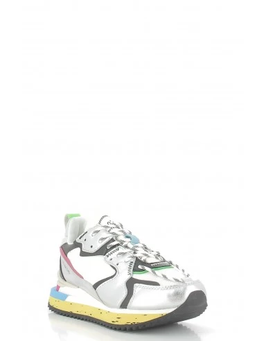 0-105 Baskets De Ville Femme Treck-up Contrast Argent/jaune/bleu – Image 3