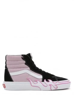 Vans Sneakers Montantes Femme Ua Sk8-hi Flame Dkgrn Daim Rose/noir