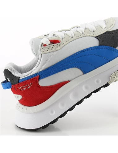 Puma Sneakers Femme Wild Rider Roll Blanc/rouge/bleu/gris – Image 3