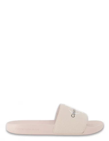 Calvin Klein Claquettes Femme Slide Monogram Co Rose